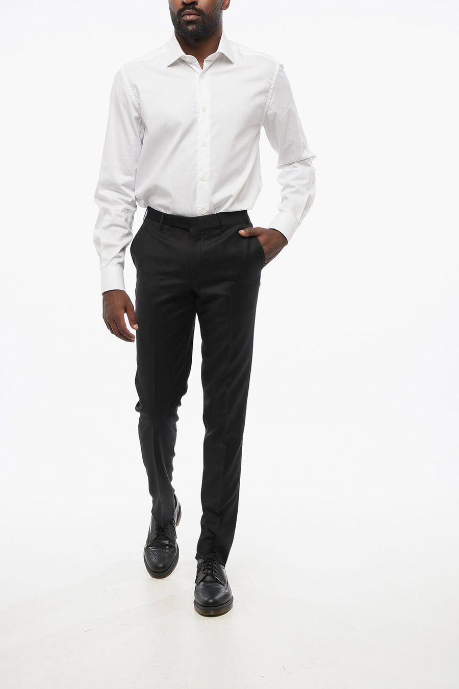 Corneliani 3500~TREND Virgin Wool Trousers with Welt Pockets, view 4