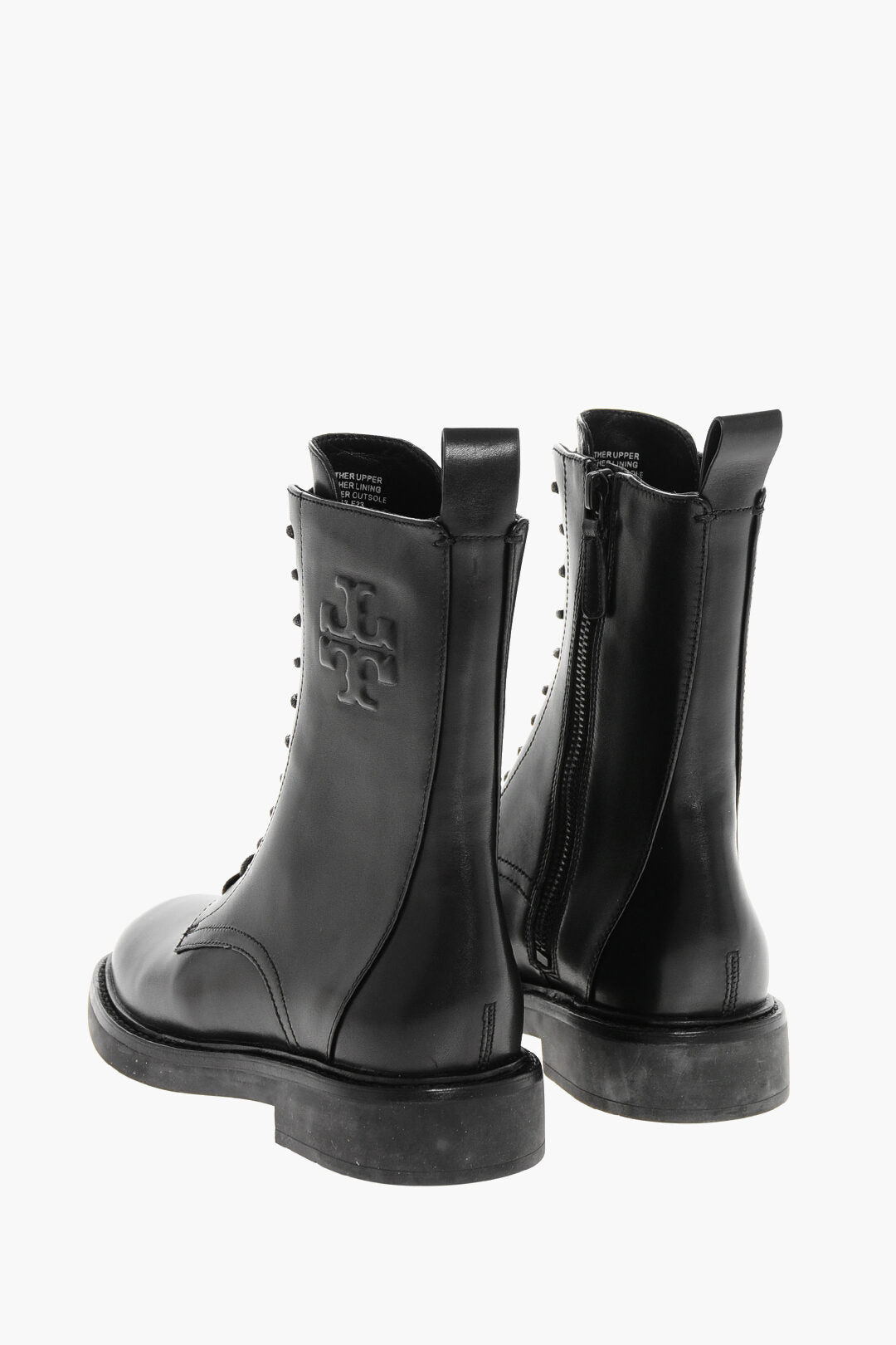 Tory Burch 3500~Leather Combat Boots DOUBLE-T with Inner Zip, view 2
