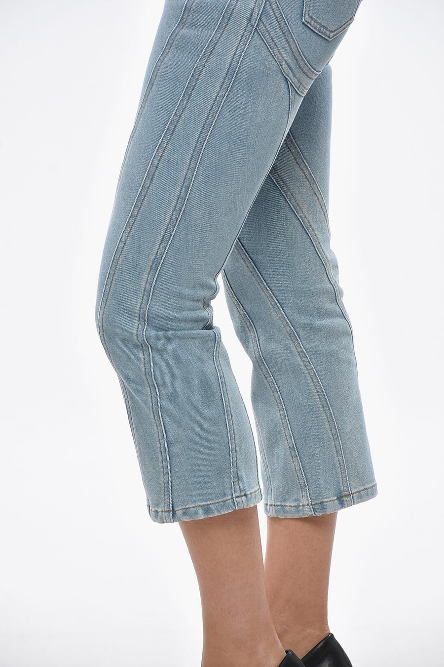 Mugler 2750~Cropped-Fit Patchwork-Effect Jeans, view 3