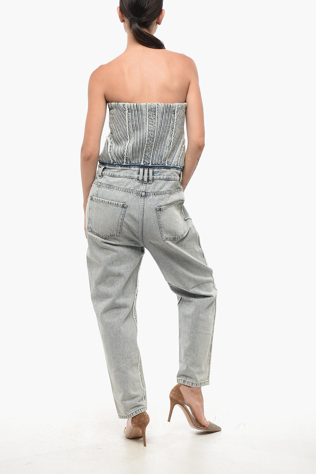 Balmain 2405~Sleeveless Denim Jumpsuit