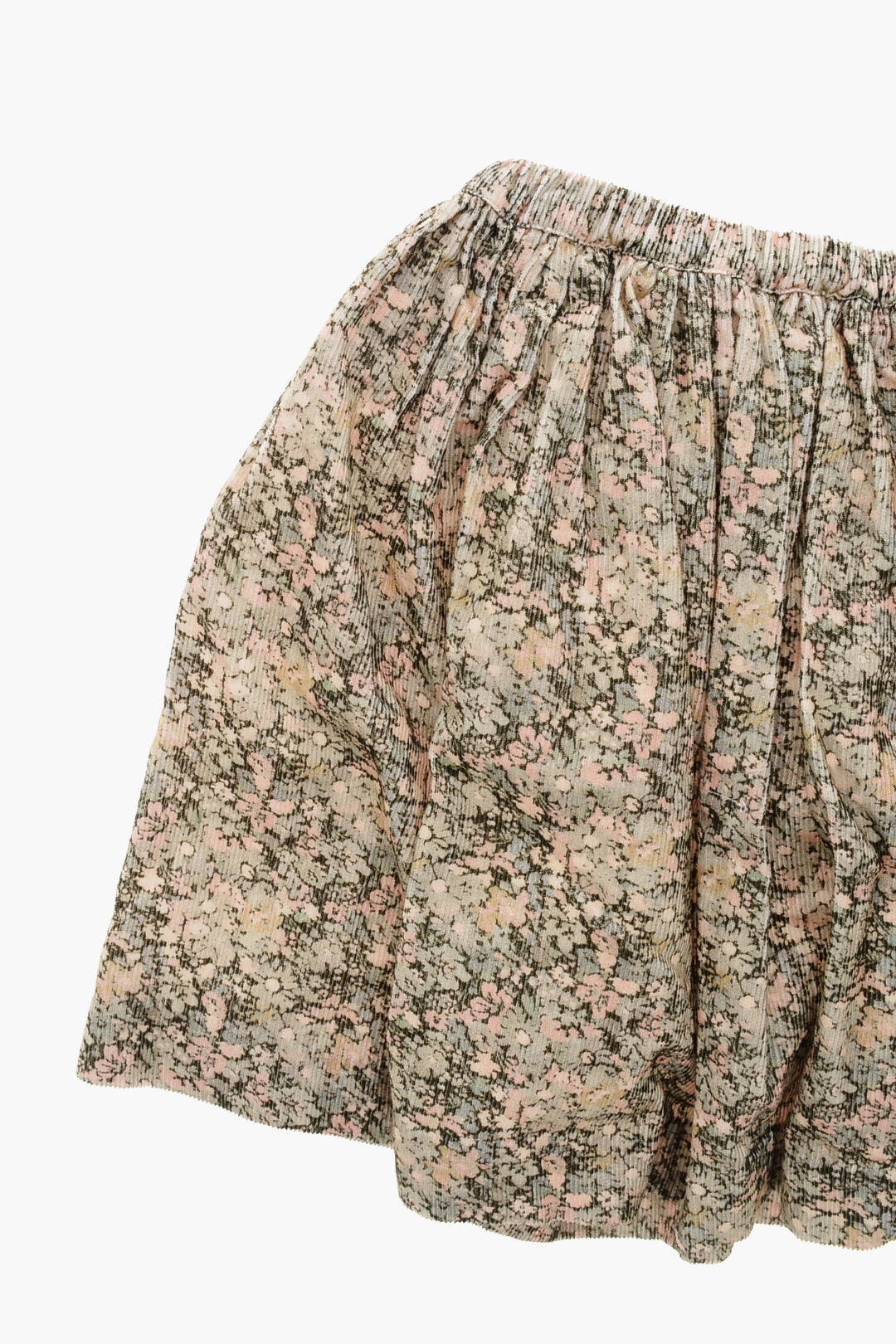Bonpoint 0500~Velour Ribbed Floral-Print Skirt with Elastic Waist