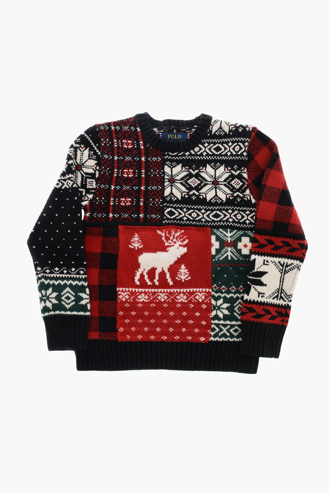 Polo Ralph Lauren Kids 0550~Crewneck HOLIDAY Wool-Blend Sweater Embroidered All-Over