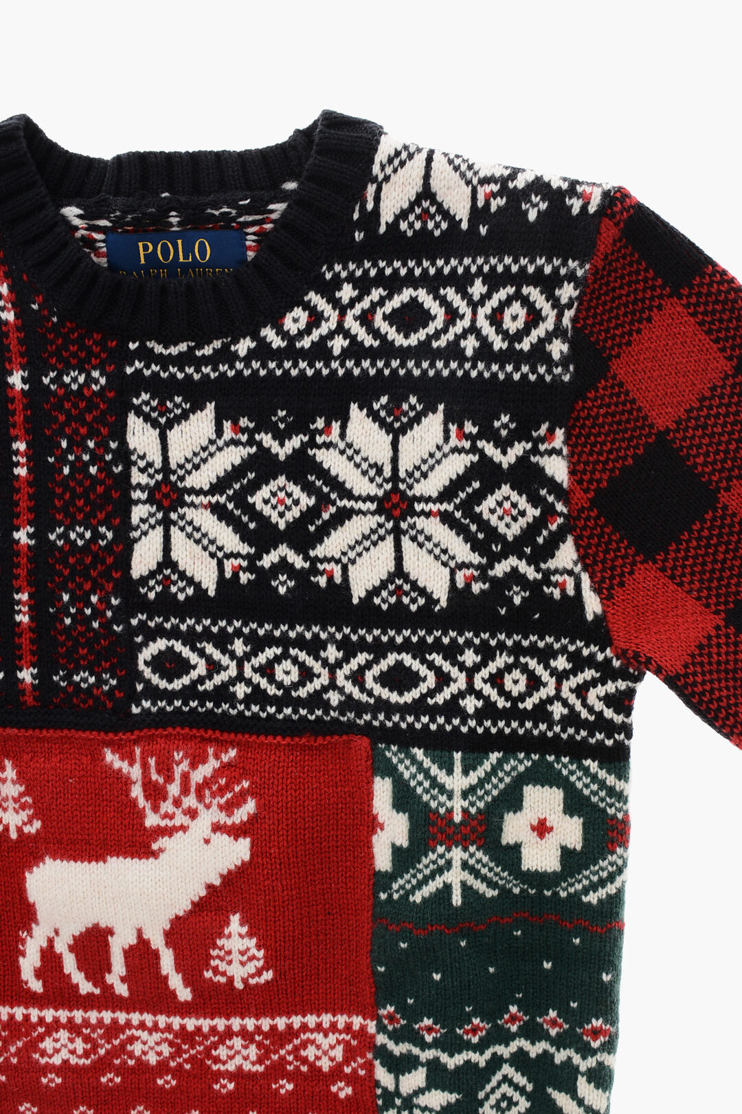Polo Ralph Lauren Kids 0550~Crewneck HOLIDAY Wool-Blend Sweater Embroidered All-Over, view 2