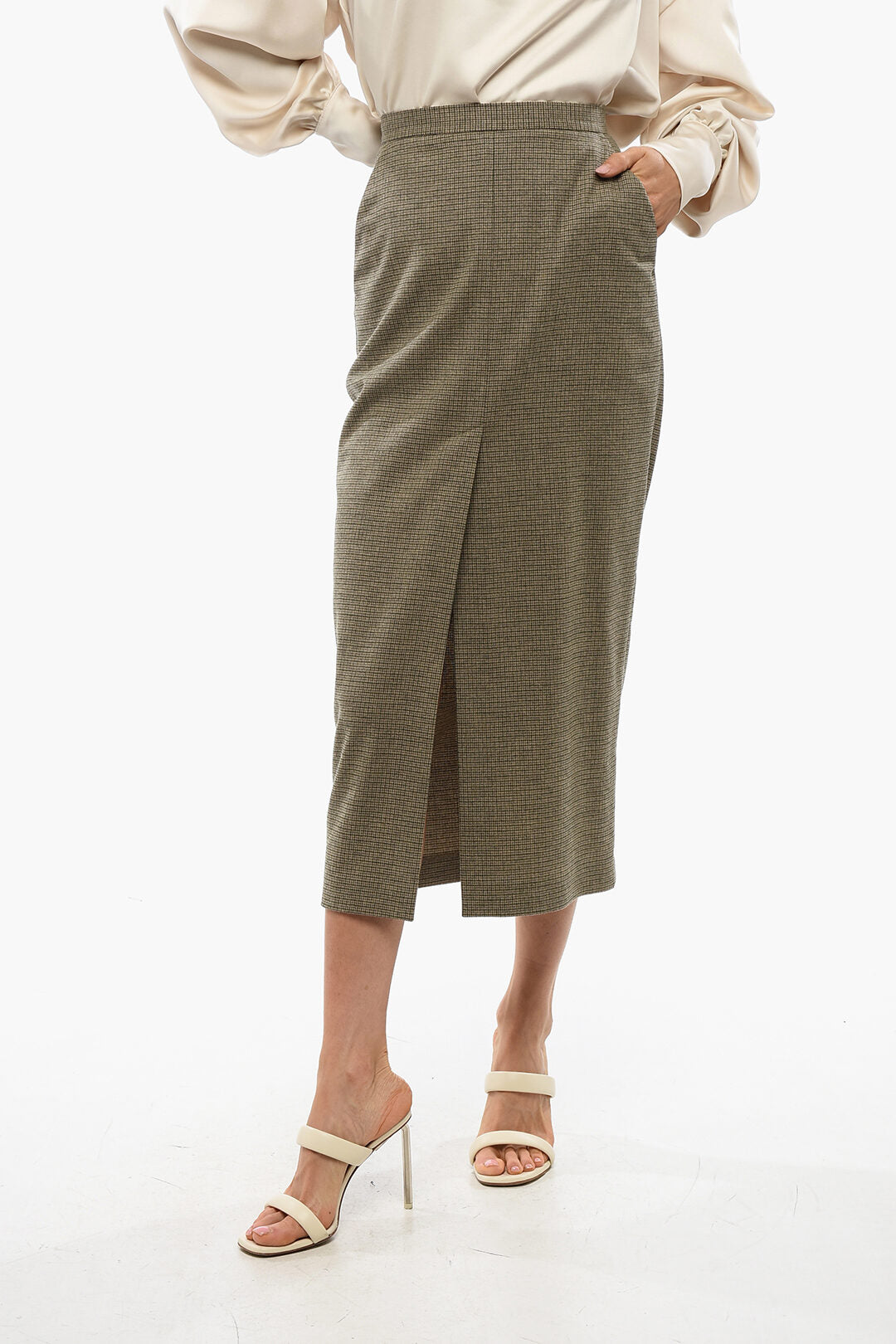 Pinko 2850~Flannel Checked Longuette Skirt LAMPIONE