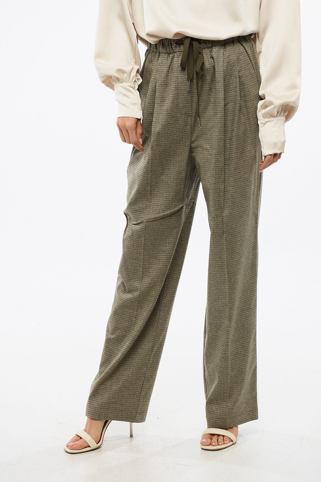Pinko 2850~Checked One-Pleat Trousers RIVISTA with Elastic Waist