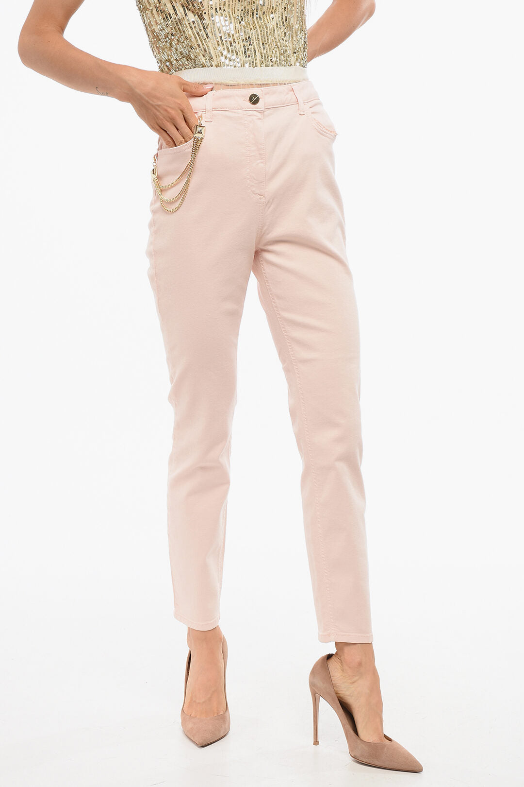 Elisabetta Franchi 3050~Five-Pocket Pants with Chain Detail