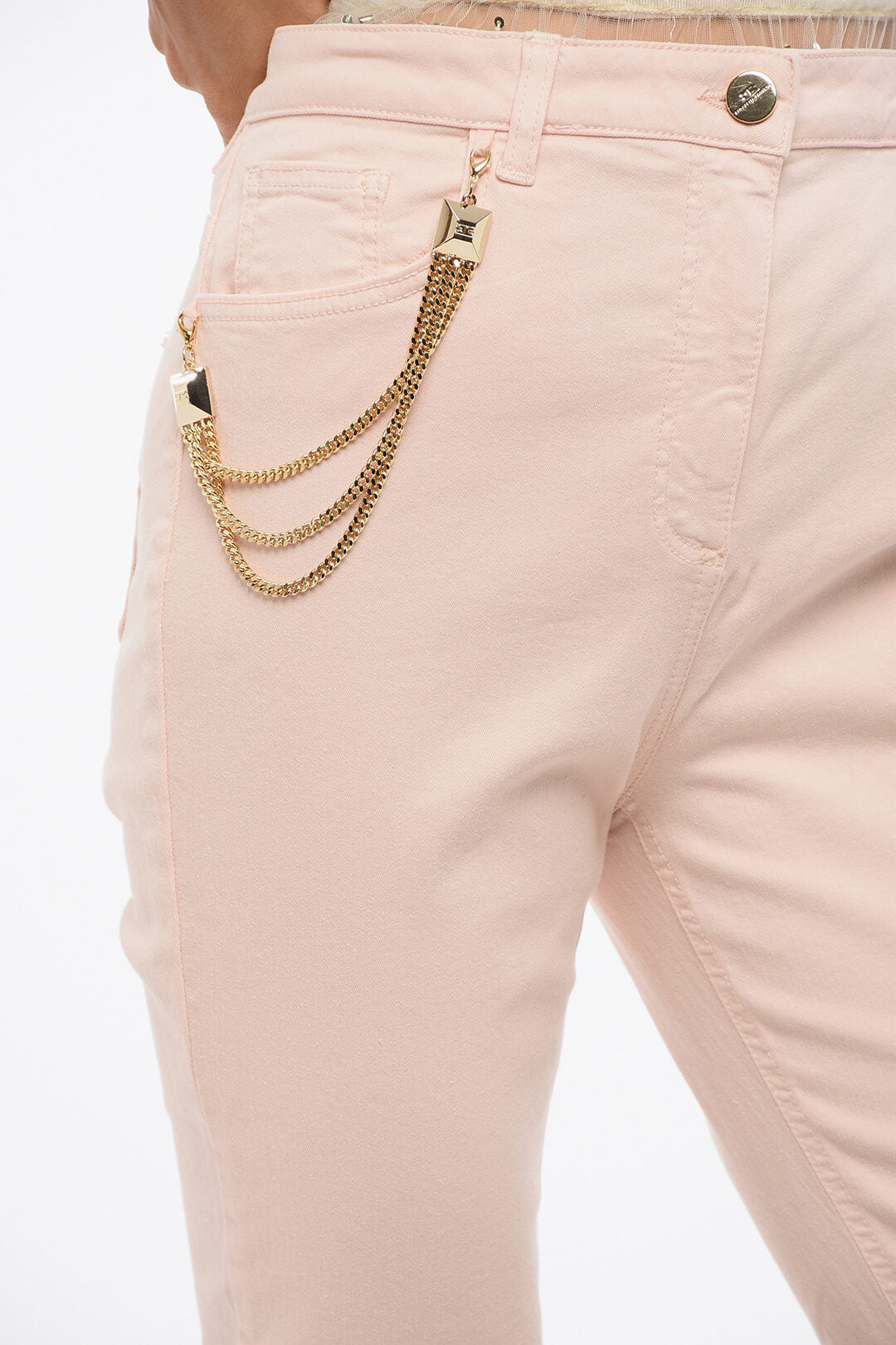 Elisabetta Franchi 3050~Five-Pocket Pants with Chain Detail, view 2