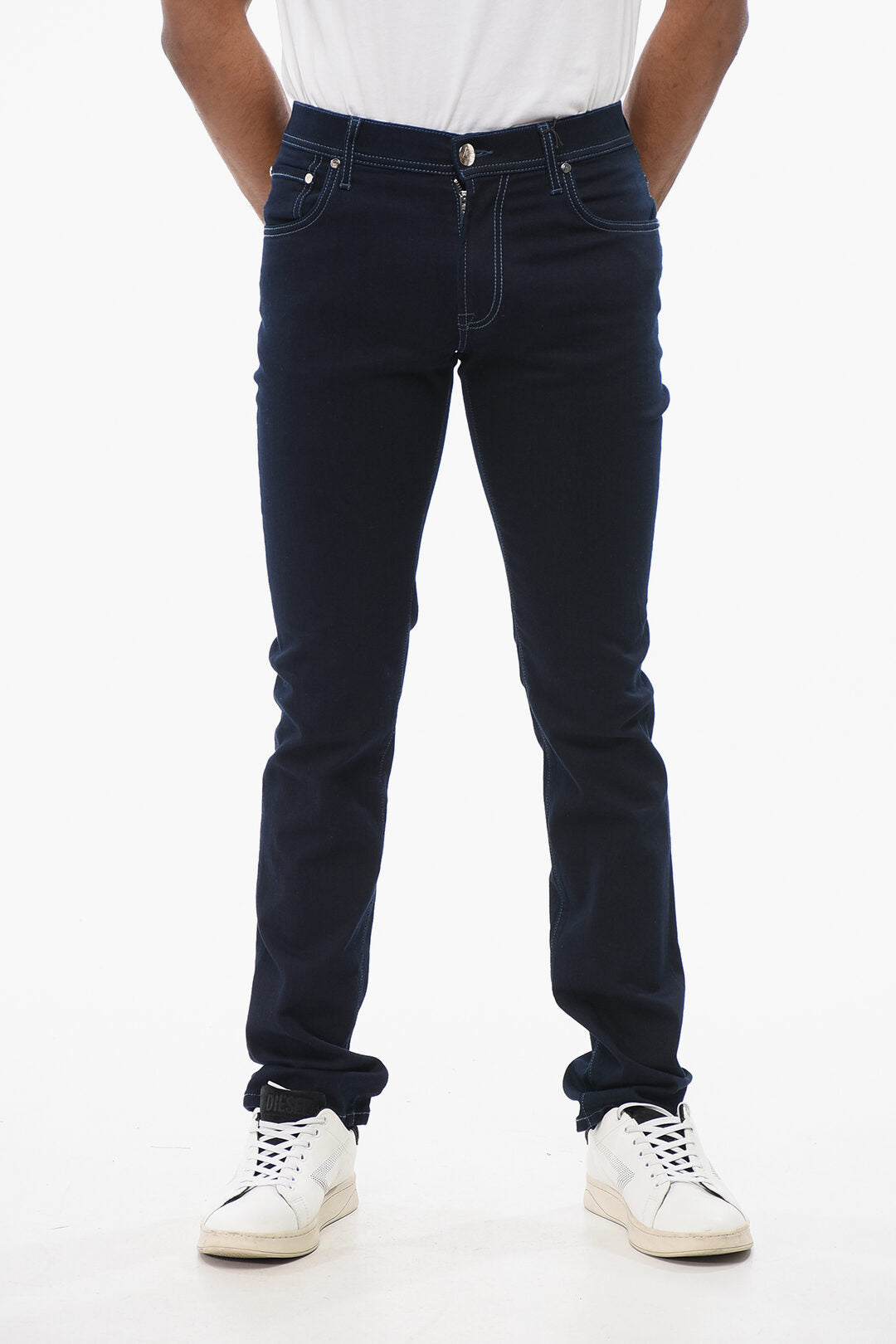 Corneliani 2405~ID Slim Fit Denim Jeans Dark Wash 14cm