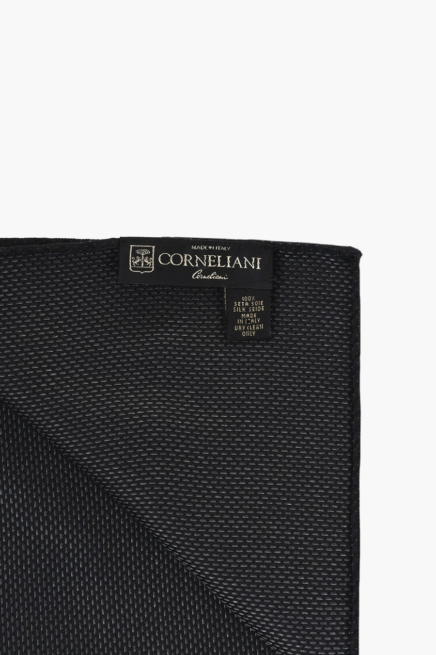Corneliani 3500~Solid Silk Pocket Square with Lurex Details, view 3