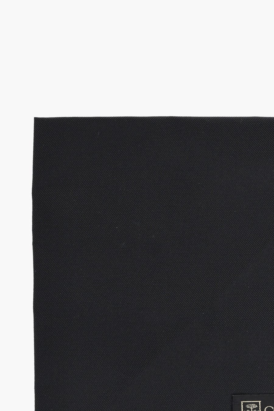 Corneliani 3500~Solid Silk Pocket Square with Contrast Logo, view 3