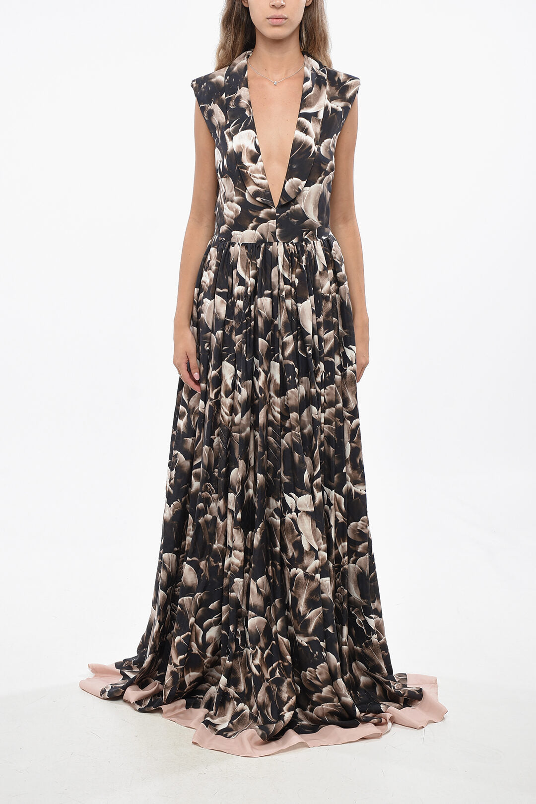 Co.go 3250~Silk Maxi Shirt Dress with Print