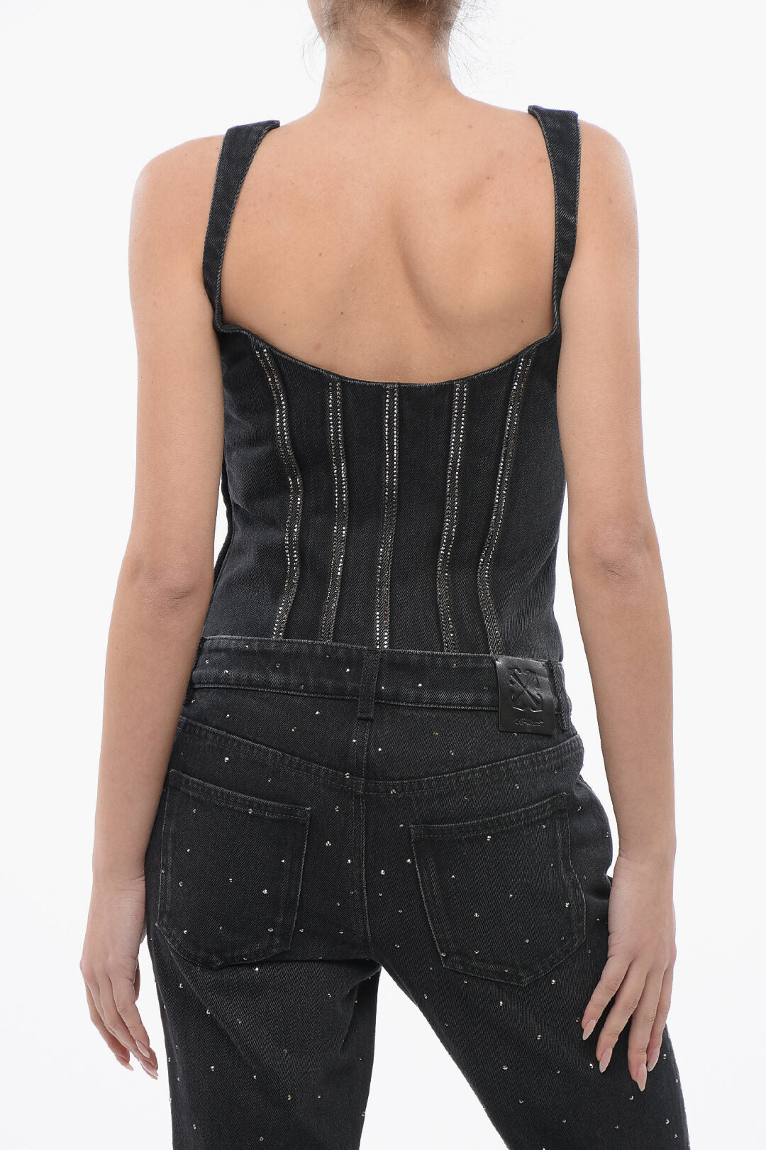 Off-White 0110~Denim Bustier BLING with Crystals, view 2