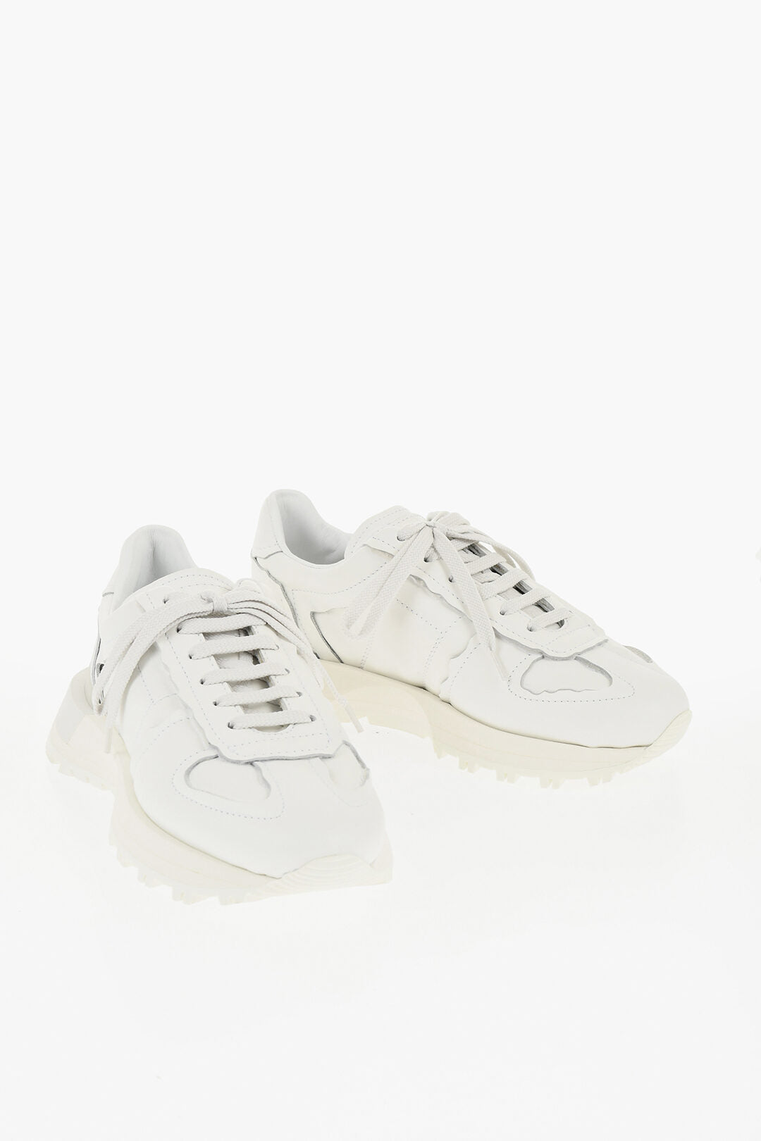 Maison Margiela 0110~MM22 Solid-Color Leather Low-Top Sneakers