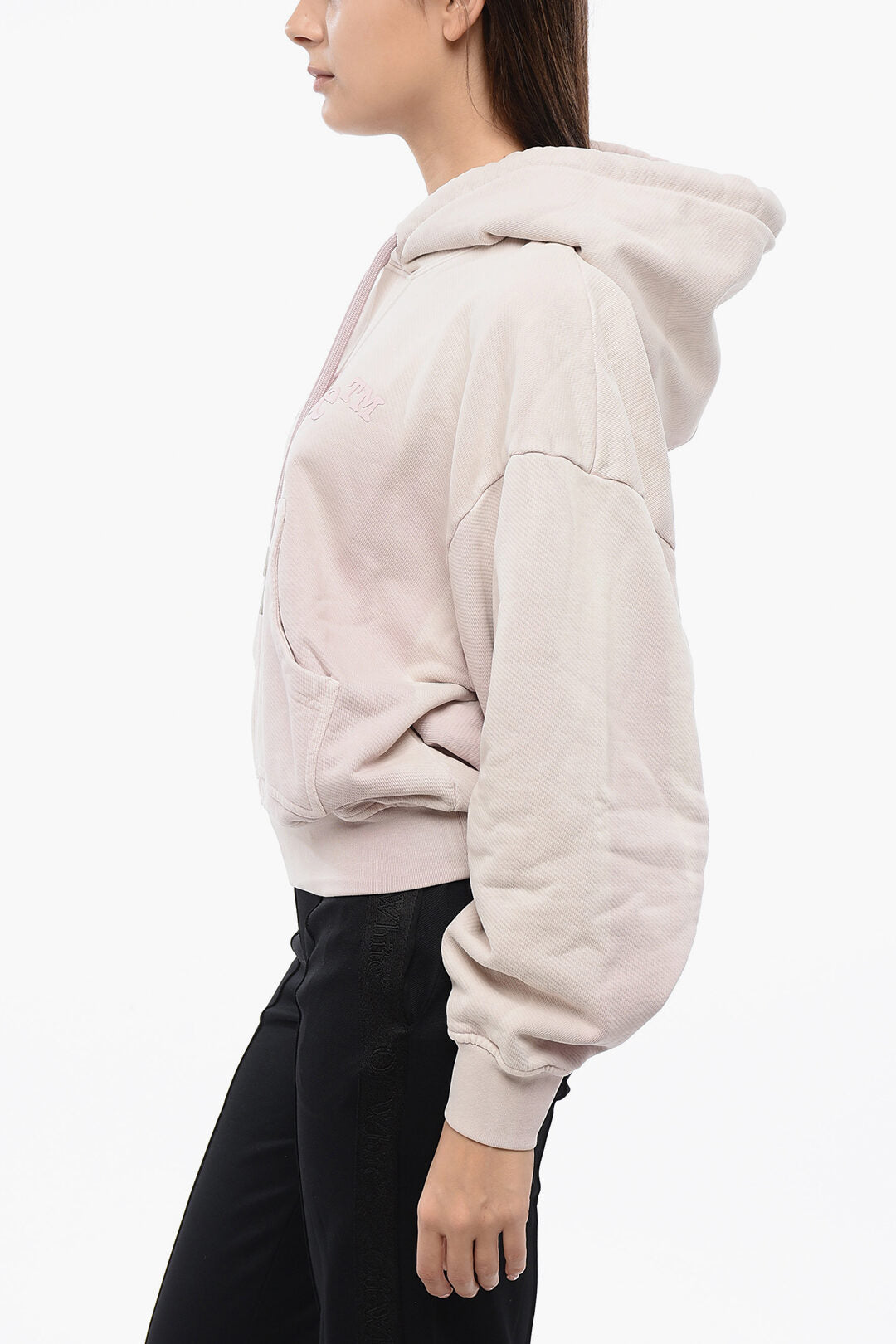 Off-White 0115~Maxi Hoodie Sweatshirt LAUNDRY with Logo and Patch Pocket