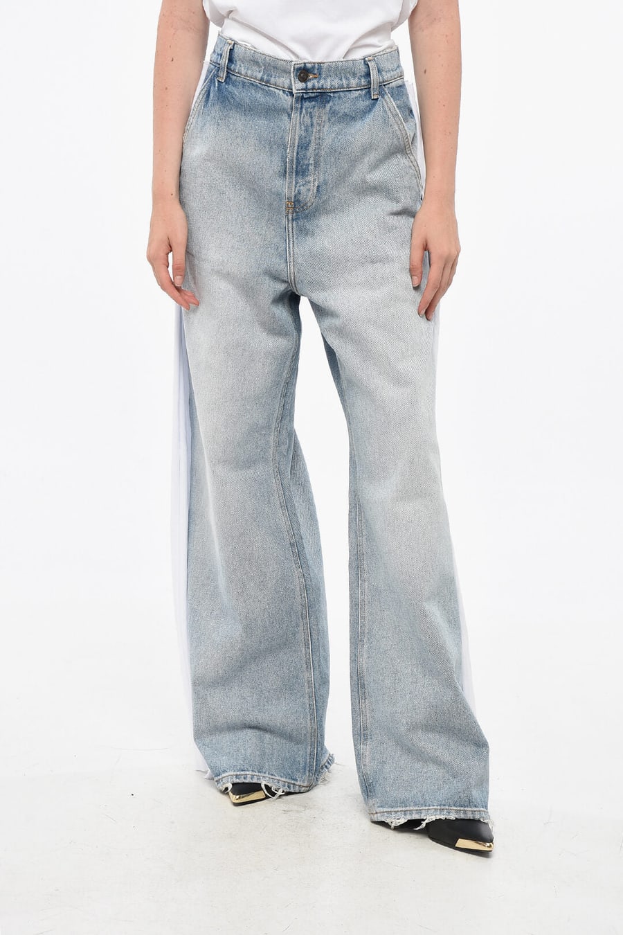 Diesel 0138~RED TAG Wide-Leg Jeans SIRE with Jersey Side Bands