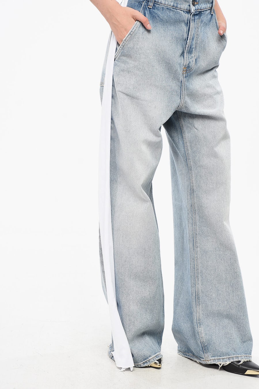 Diesel 0138~RED TAG Wide-Leg Jeans SIRE with Jersey Side Bands, view 2
