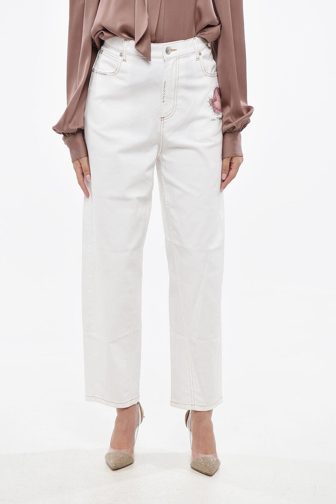Marni 2405~5-Pocket Wide-Leg Trousers with Logo Button