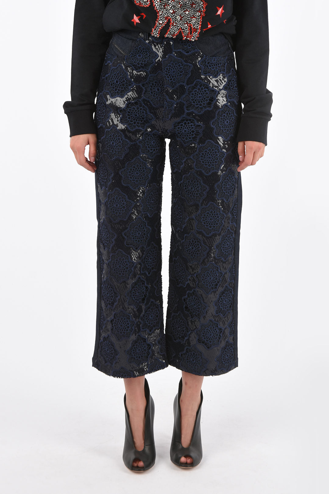 Diesel 2405~BLACK GOLD Wide High-Waist Lace Jeans TYPE-1710