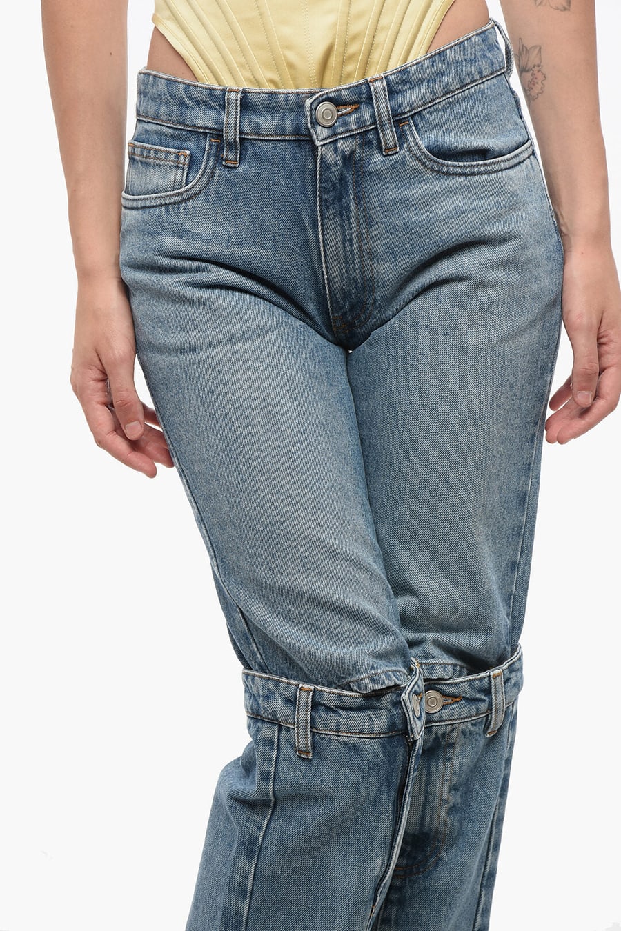 Coperni 2405~Bootcut Jeans OPEN KNEE With Mid Wash 24cm, view 3