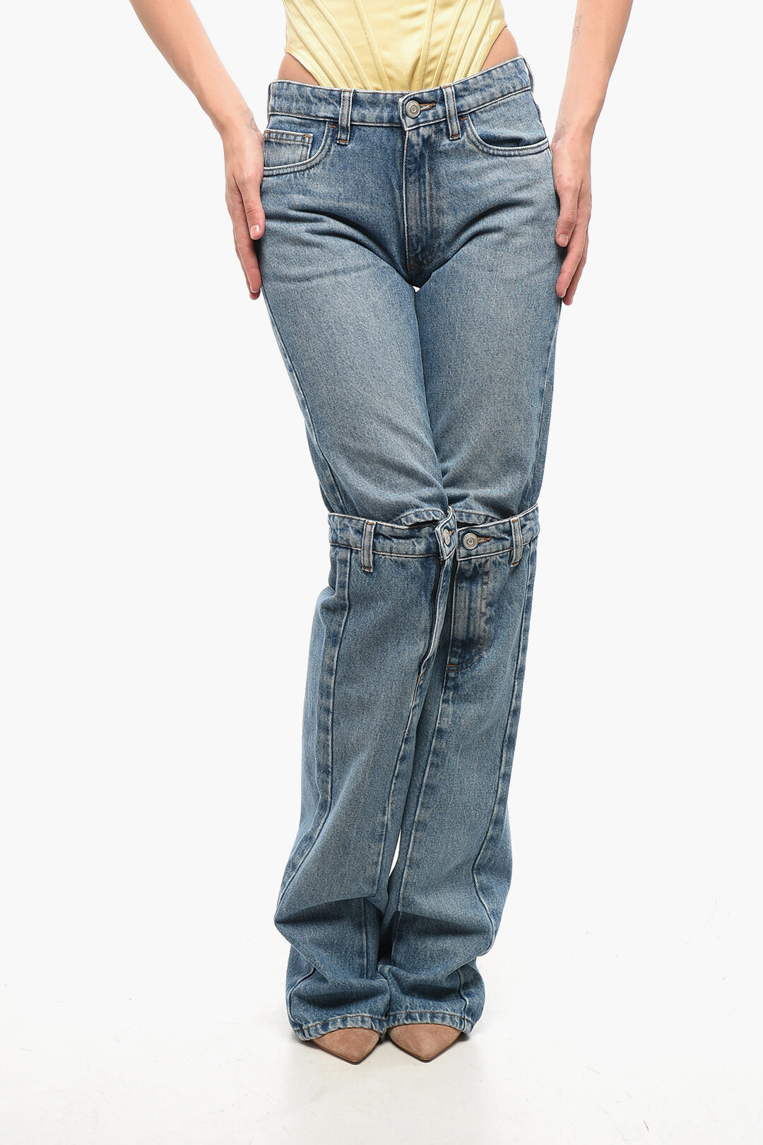 Coperni 2405~Bootcut Jeans OPEN KNEE With Mid Wash 24cm