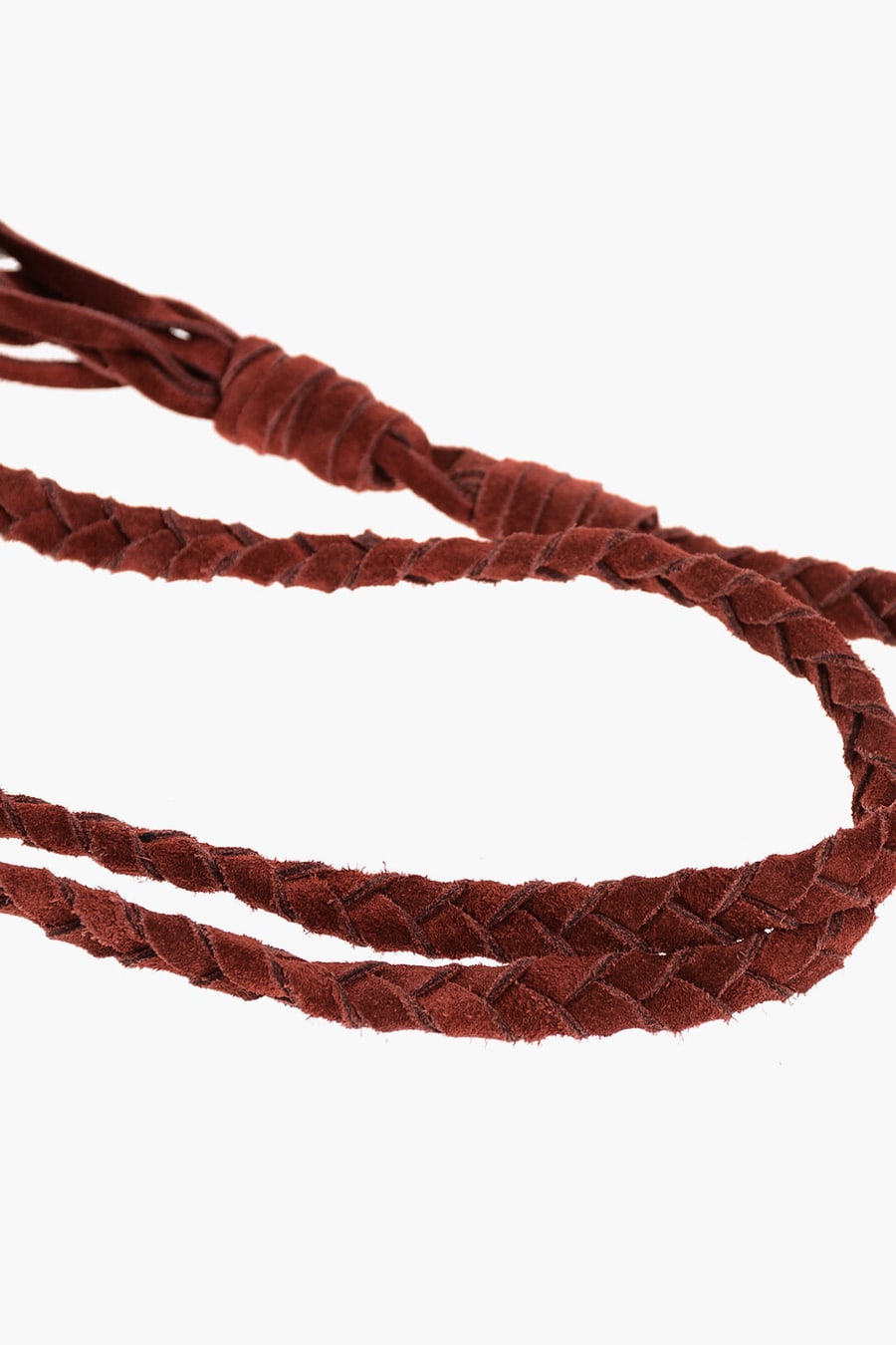 Dsquared2 2405~Braided Suede Necklace with Fringes and Metal Details, view 3