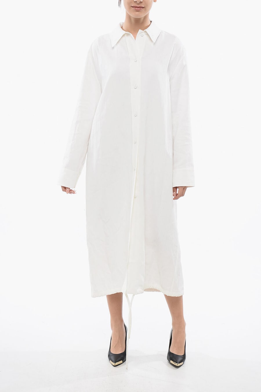 Jil Sander 2405~Coated Linen Chemisier with Drawstring