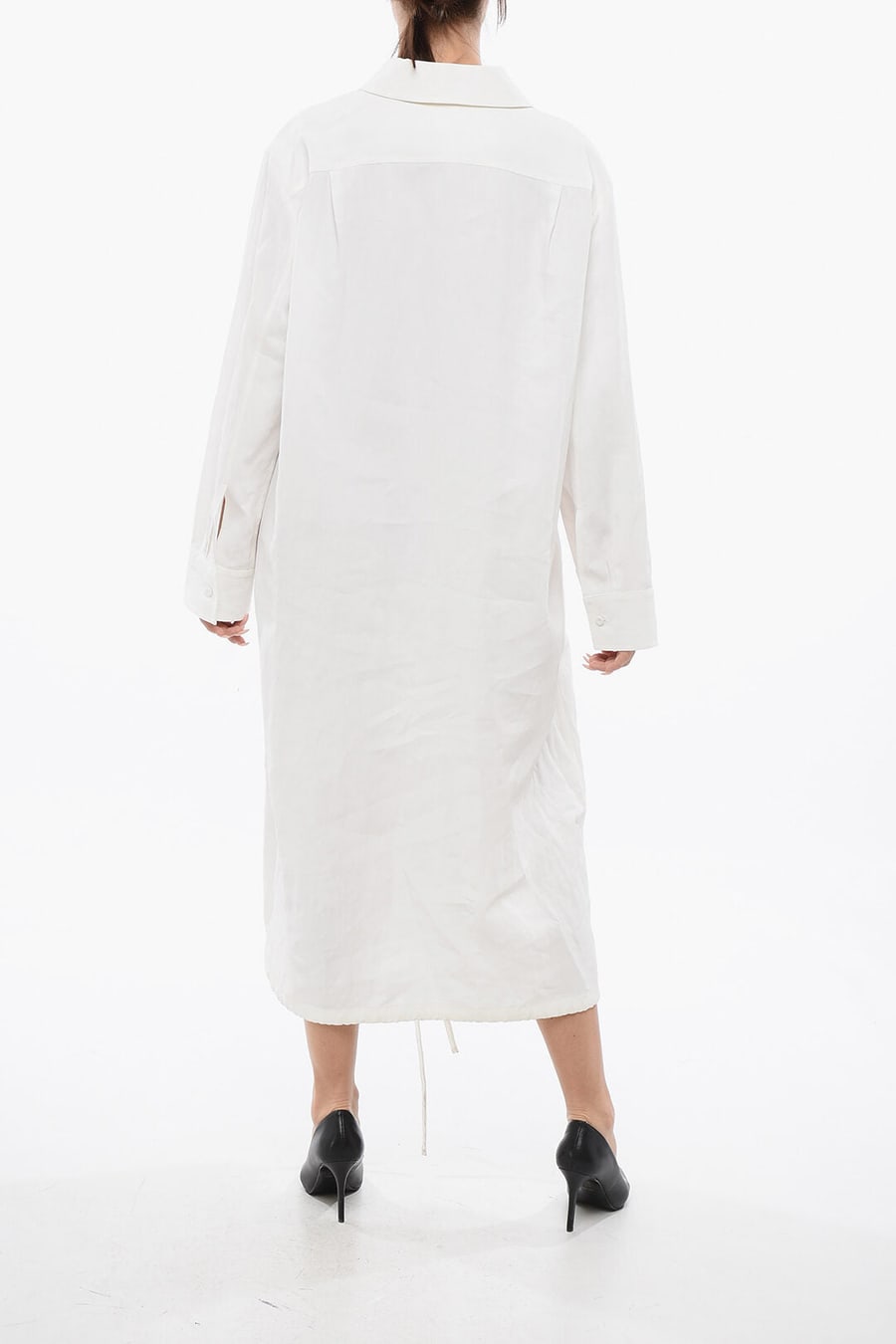 Jil Sander 2405~Coated Linen Chemisier with Drawstring, view 2