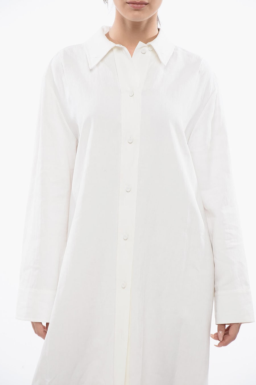 Jil Sander 2405~Coated Linen Chemisier with Drawstring, view 4