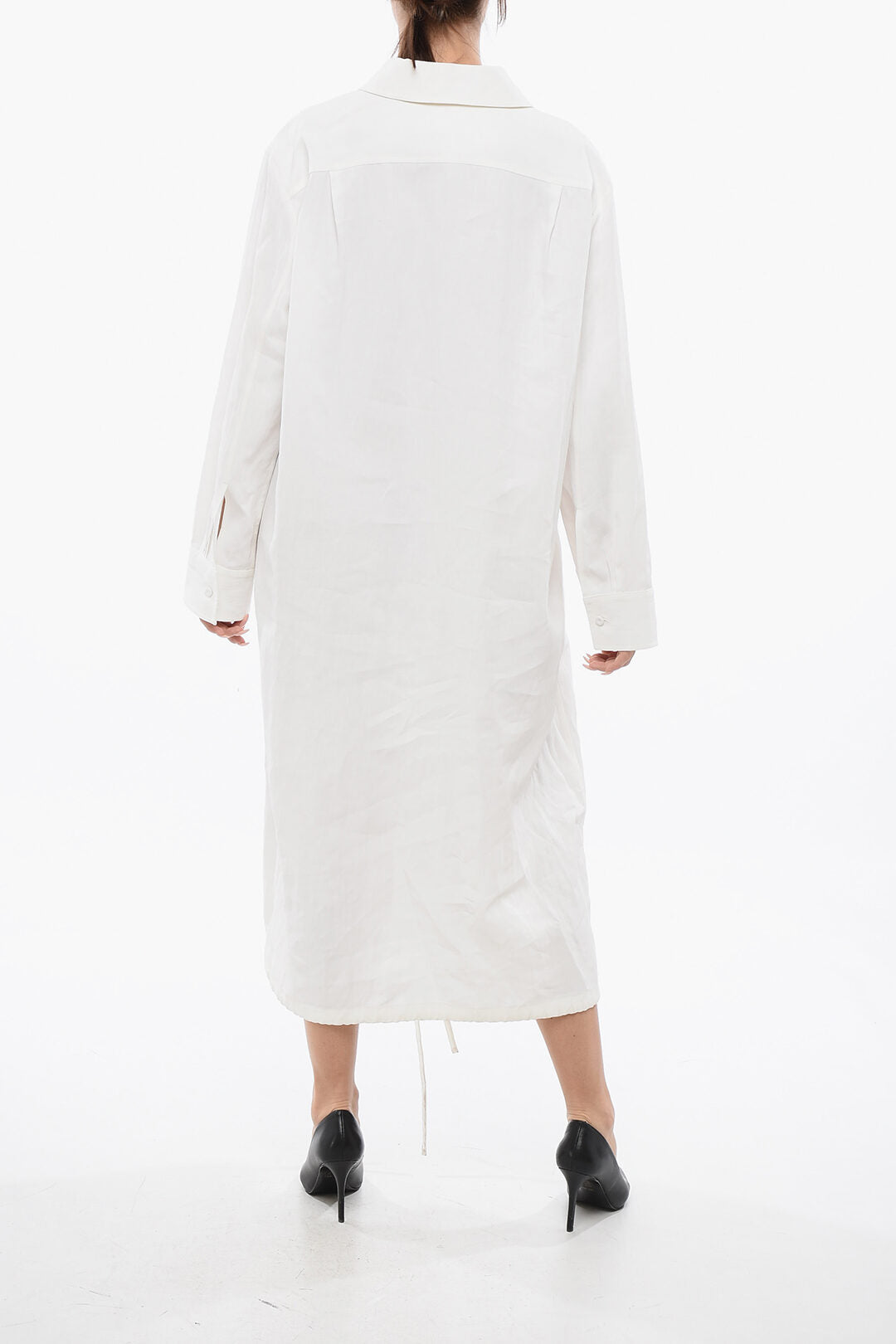 Jil Sander 2405~Coated Linen Chemisier with Drawstring, view 2