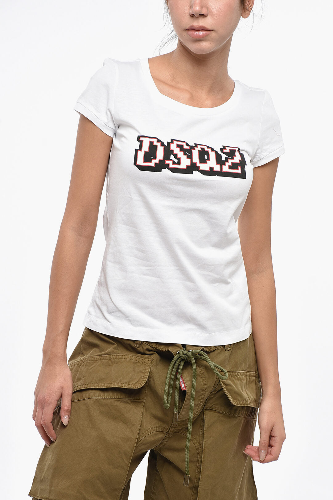 Dsquared2 2405~Cotton Crew-Neck T-Shirt SCOOP FIT with Monogram