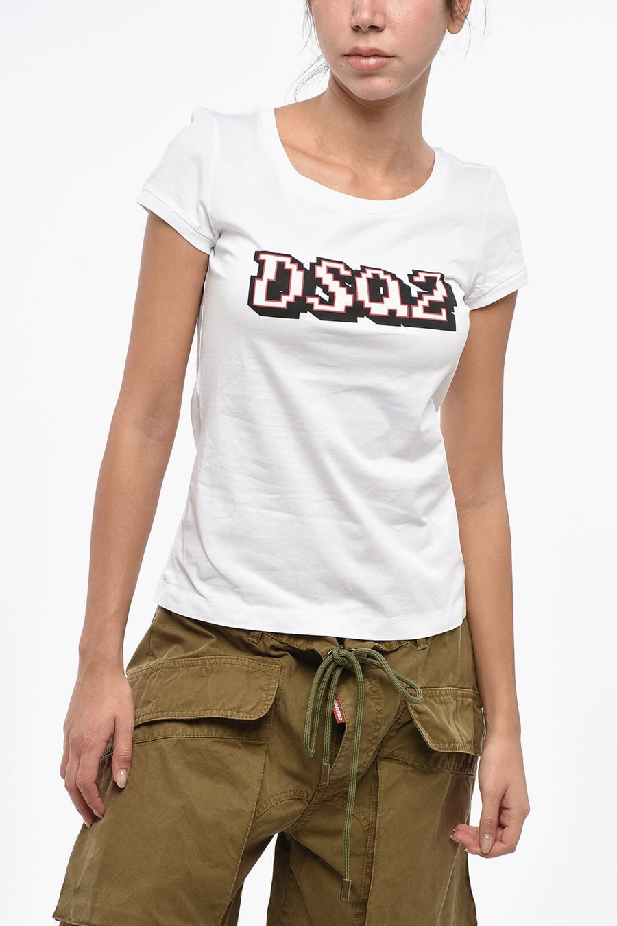 Dsquared2 2405~Cotton Crew-Neck T-Shirt SCOOP FIT with Monogram