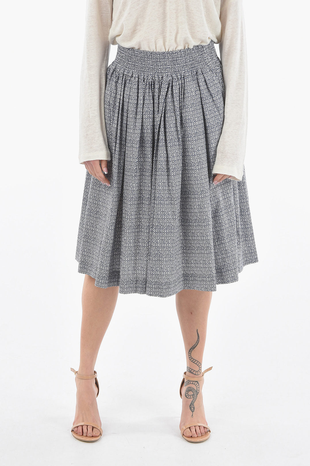 Woolrich 2405~Cotton Poplin Circle Skirt with Diamond Point Pattern