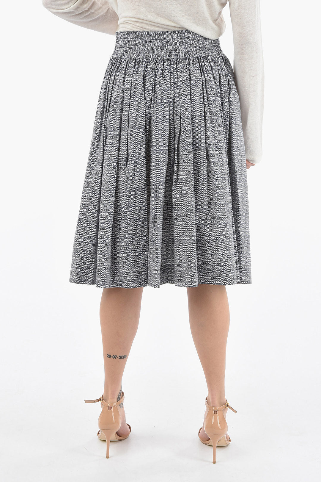 Woolrich 2405~Cotton Poplin Circle Skirt with Diamond Point Pattern, view 2
