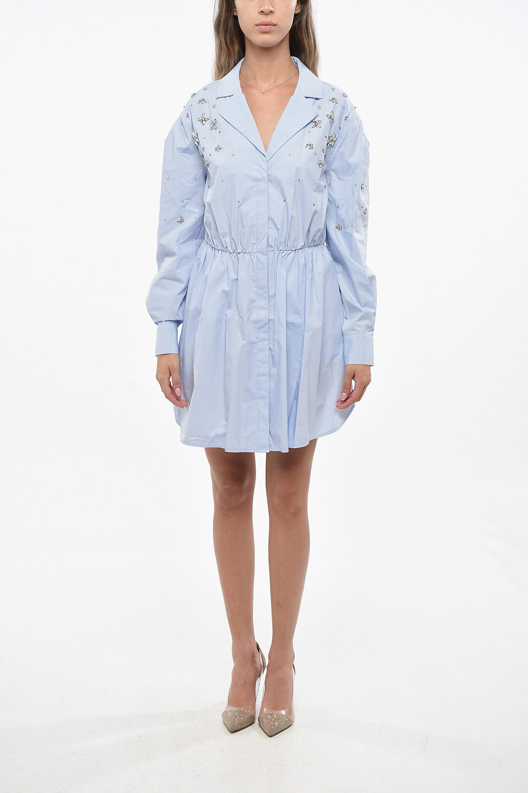 self-portrait 2405~Cotton Shirt Dress with Jewelry