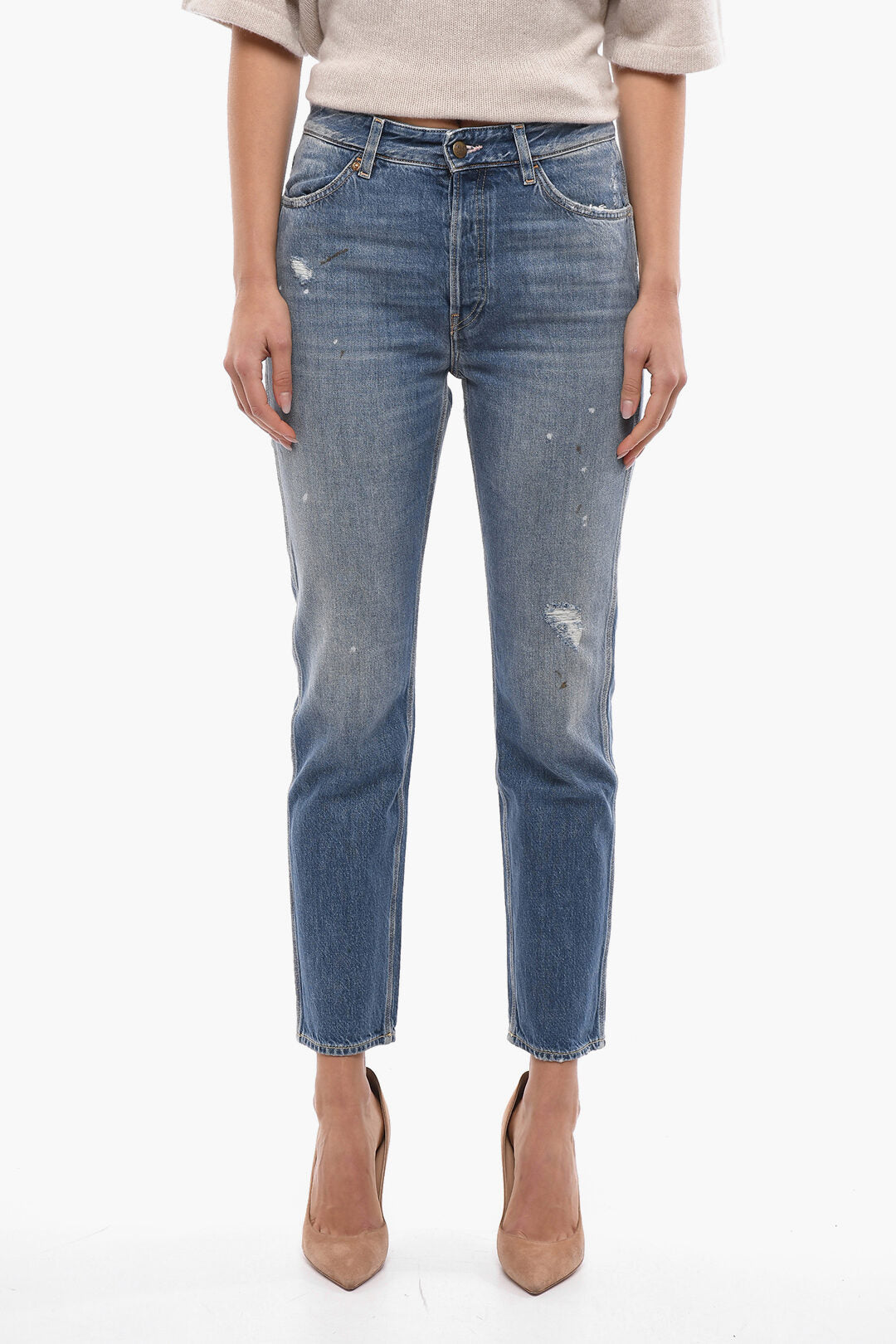 Washington Dee Cee 2405~Cropped Jeans with Frayed Hem 16cm