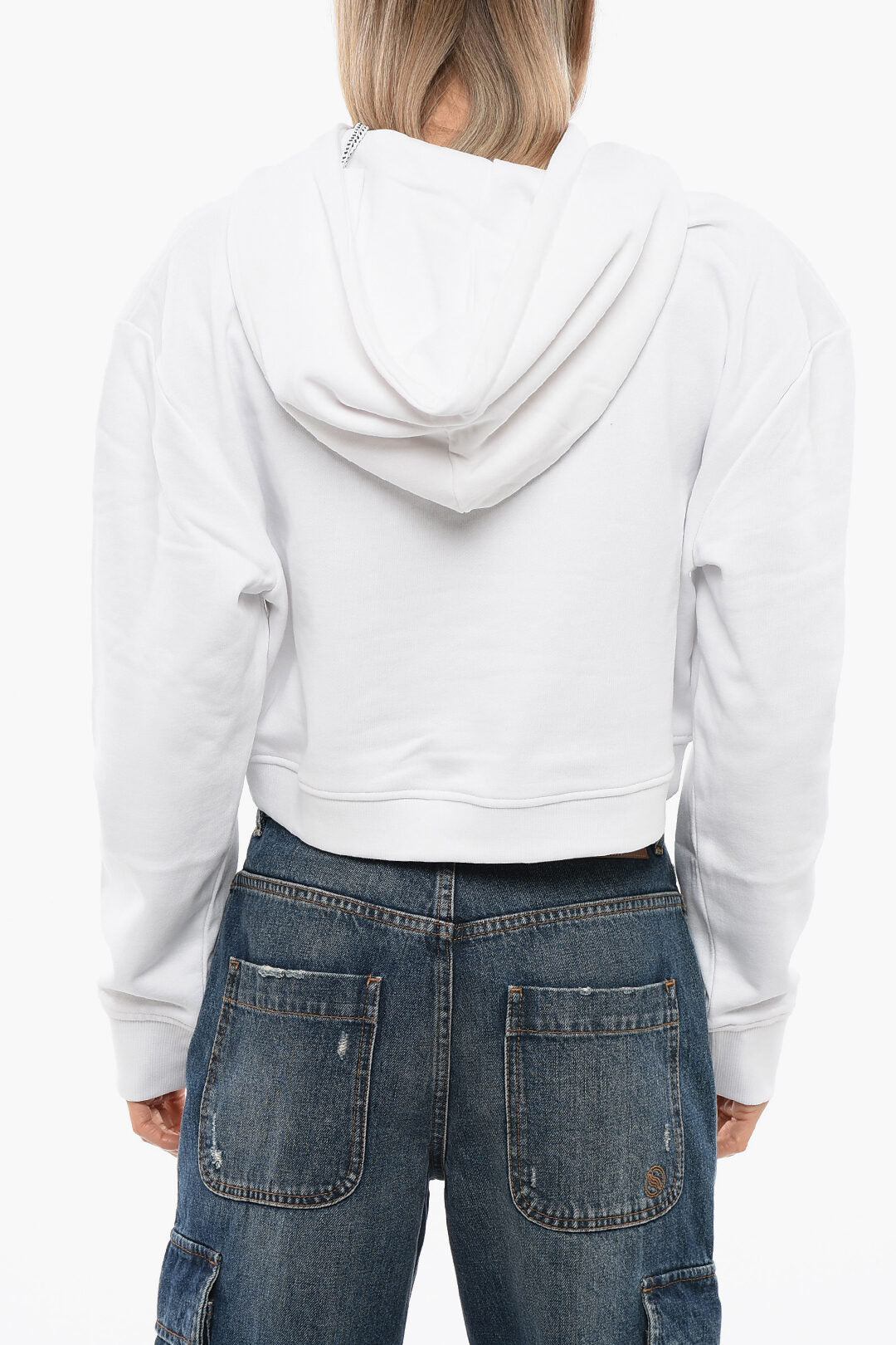 John Richmond 2405~Cropped Sweatshirt PISTIL with Embossed Logo, view 2