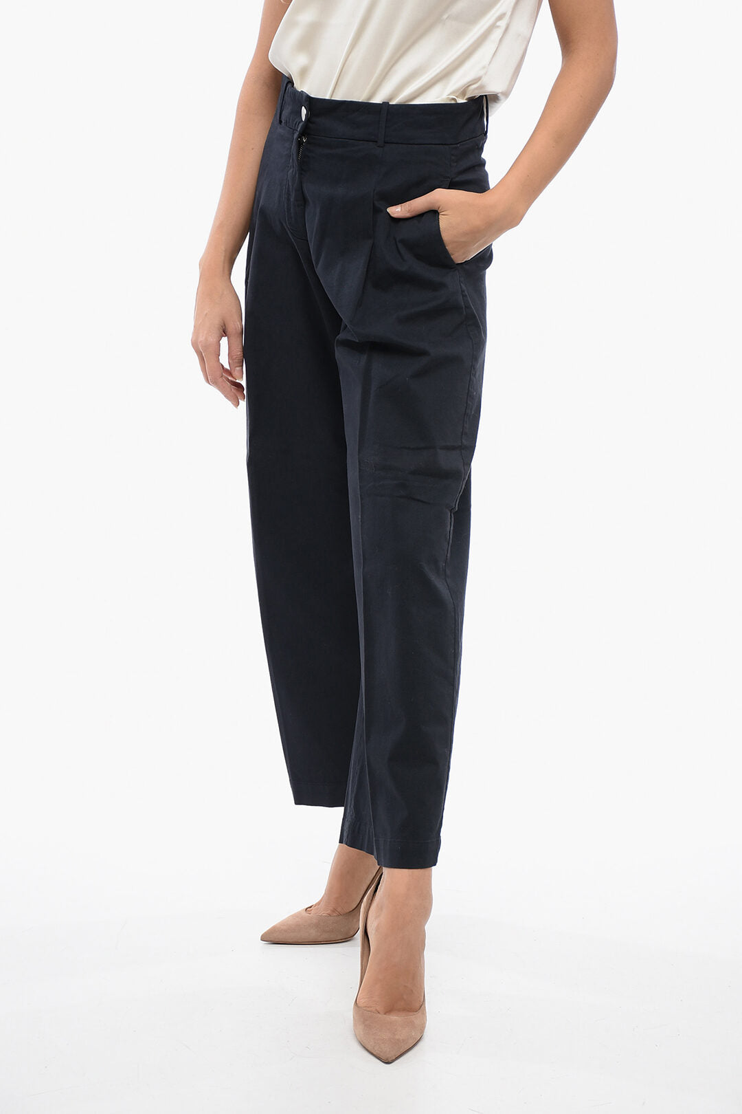Fabiana Filippi 2405~Cropped Wide-Leg Pants with Martingale