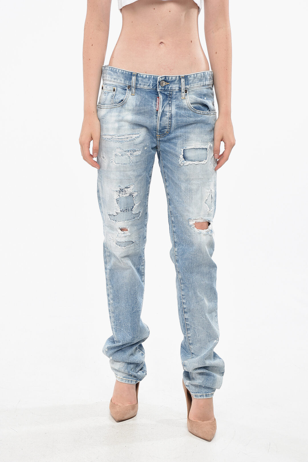 Dsquared2 2405~Distressed Jeans 24/7 Regular Fit with Logo Button 17cm