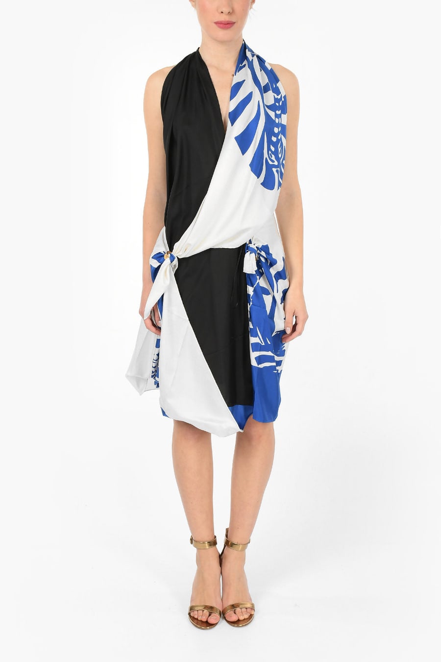Bottega Veneta 2405~Draped Halterneck Dress ZEBRA