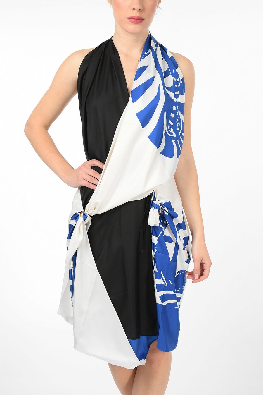 Bottega Veneta 2405~Draped Halterneck Dress ZEBRA, view 4