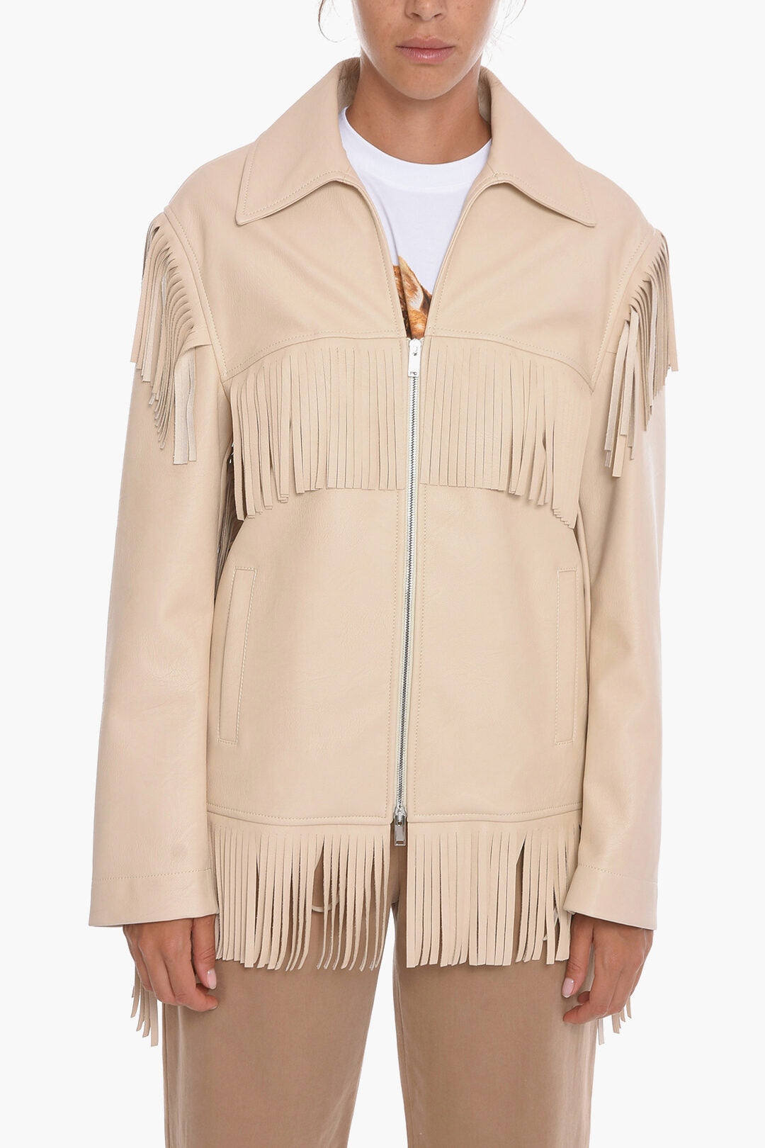 Stella McCartney 2405~Faux-leather ALTERMART Jacket with Fringe