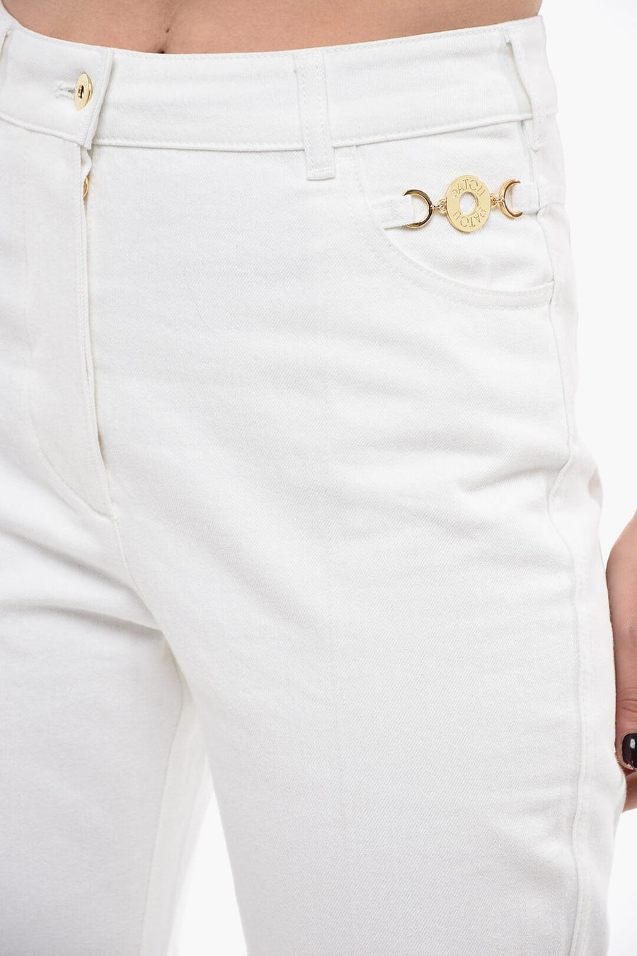 Patou 2405~Flare-Fit Jeans with Jewel Details 28cm, view 3