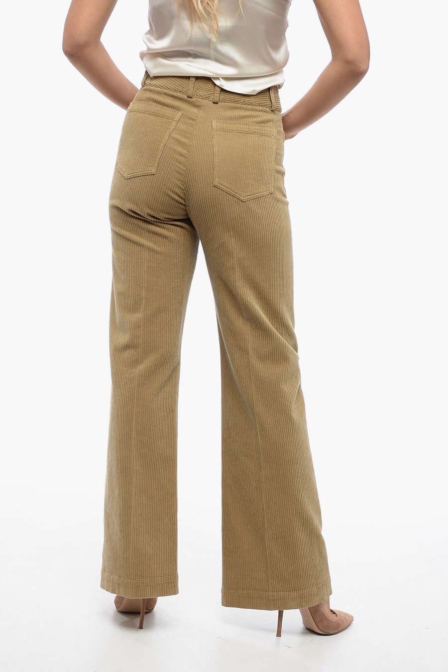 QL2 2405~Flared Corduroy Pants with Patch Pocket, view 2