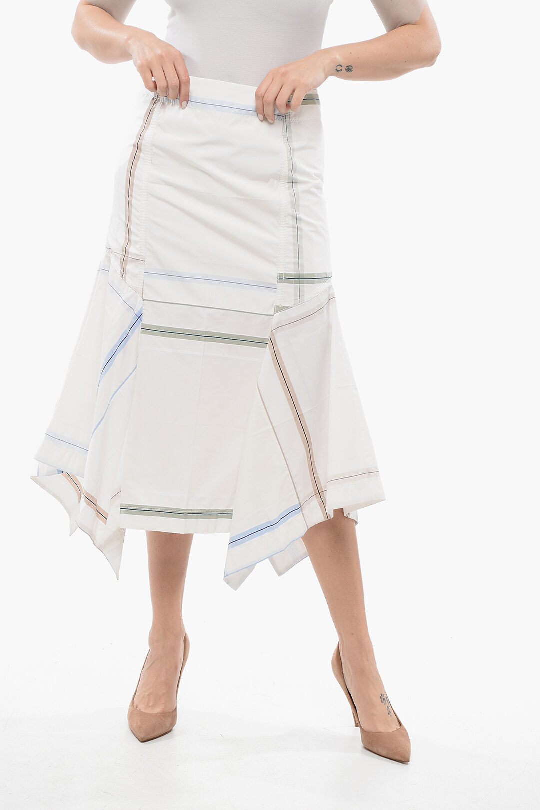 Bottega Veneta 2405~Flared Skirt with Checked Pattern