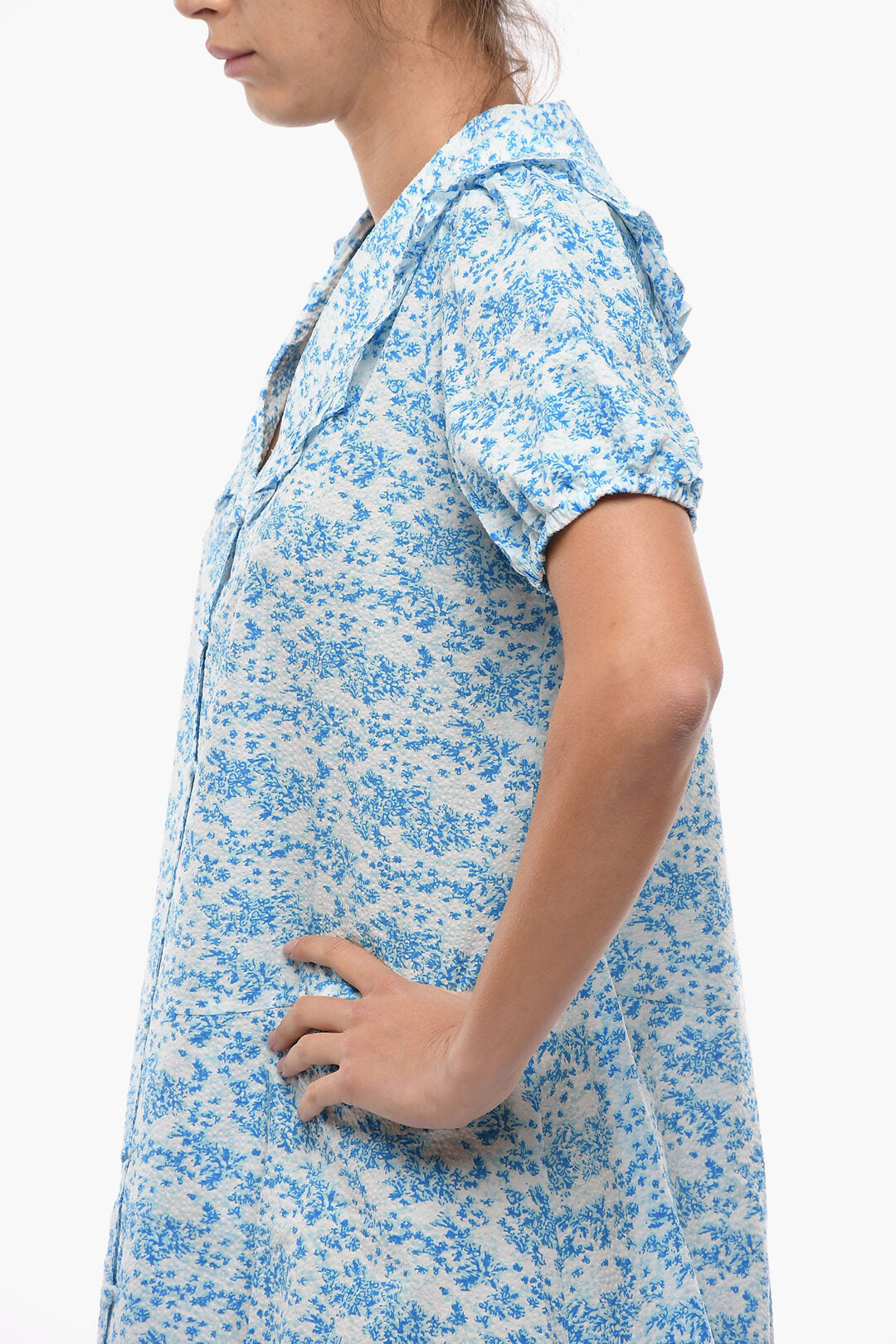 Samsoe Samsoe 2405~Floral-Pattern Mini Dress JYTTA with Decorative Ruffle Collar, view 2