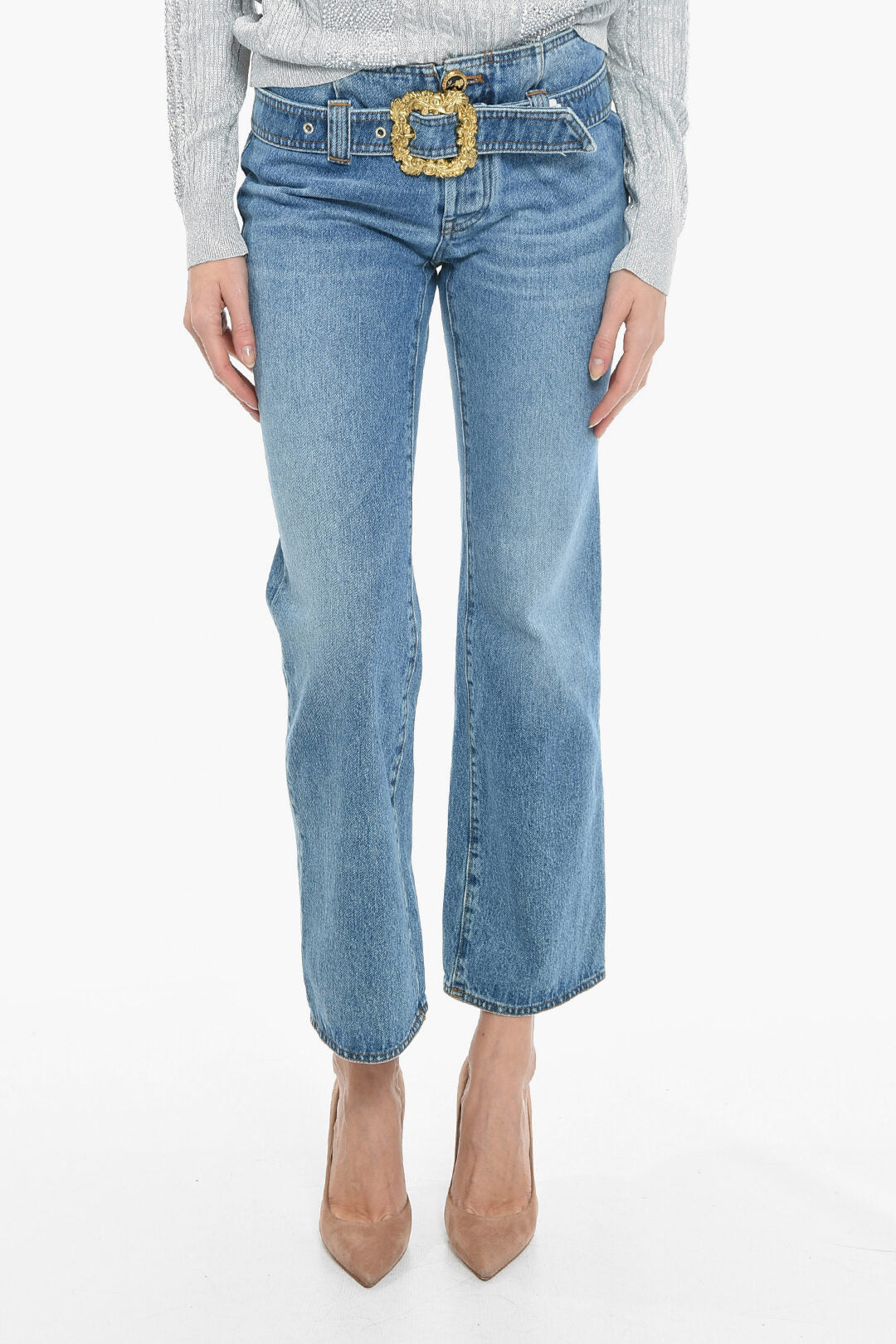 Cormio 2405~High-Waist Flared Fit Jeans with Buckle