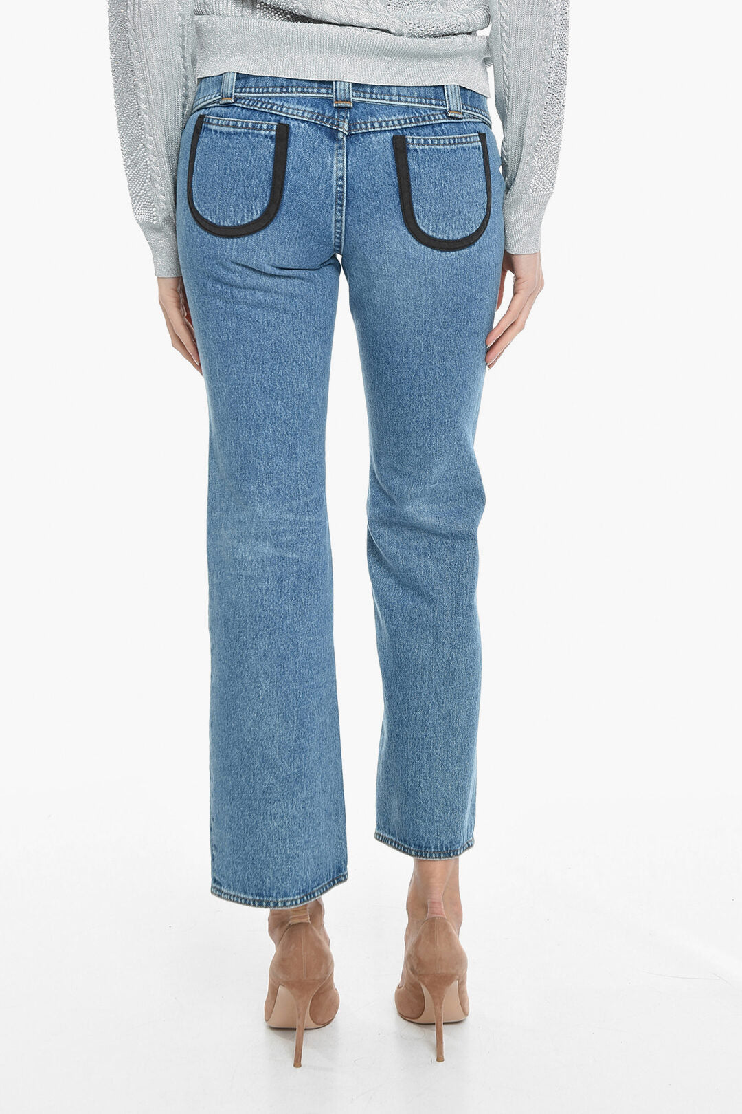 Cormio 2405~High-Waist Flared Fit Jeans with Buckle, view 2