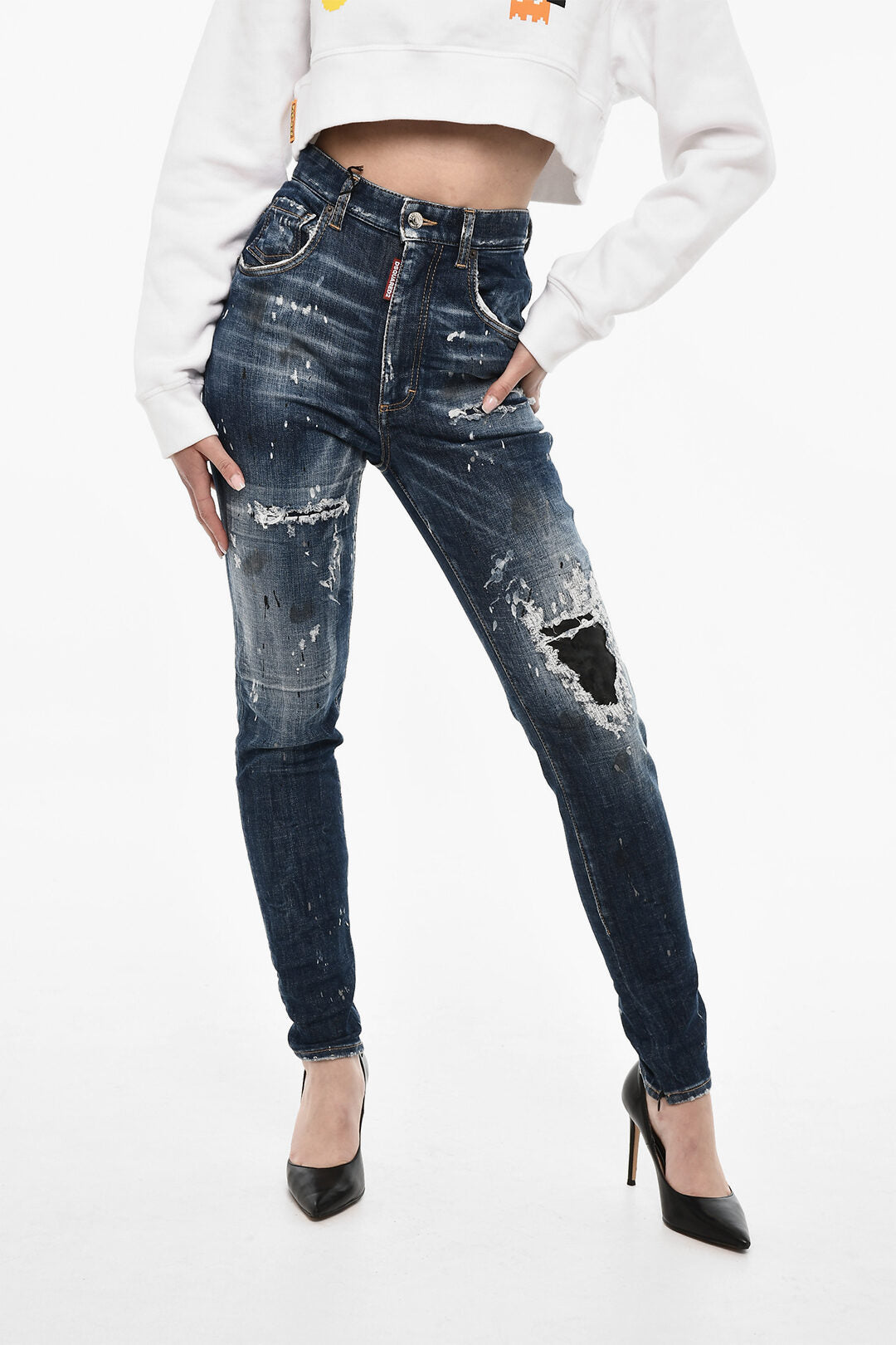 Dsquared2 2405~High-Waisted Vintage-Effect Jeans