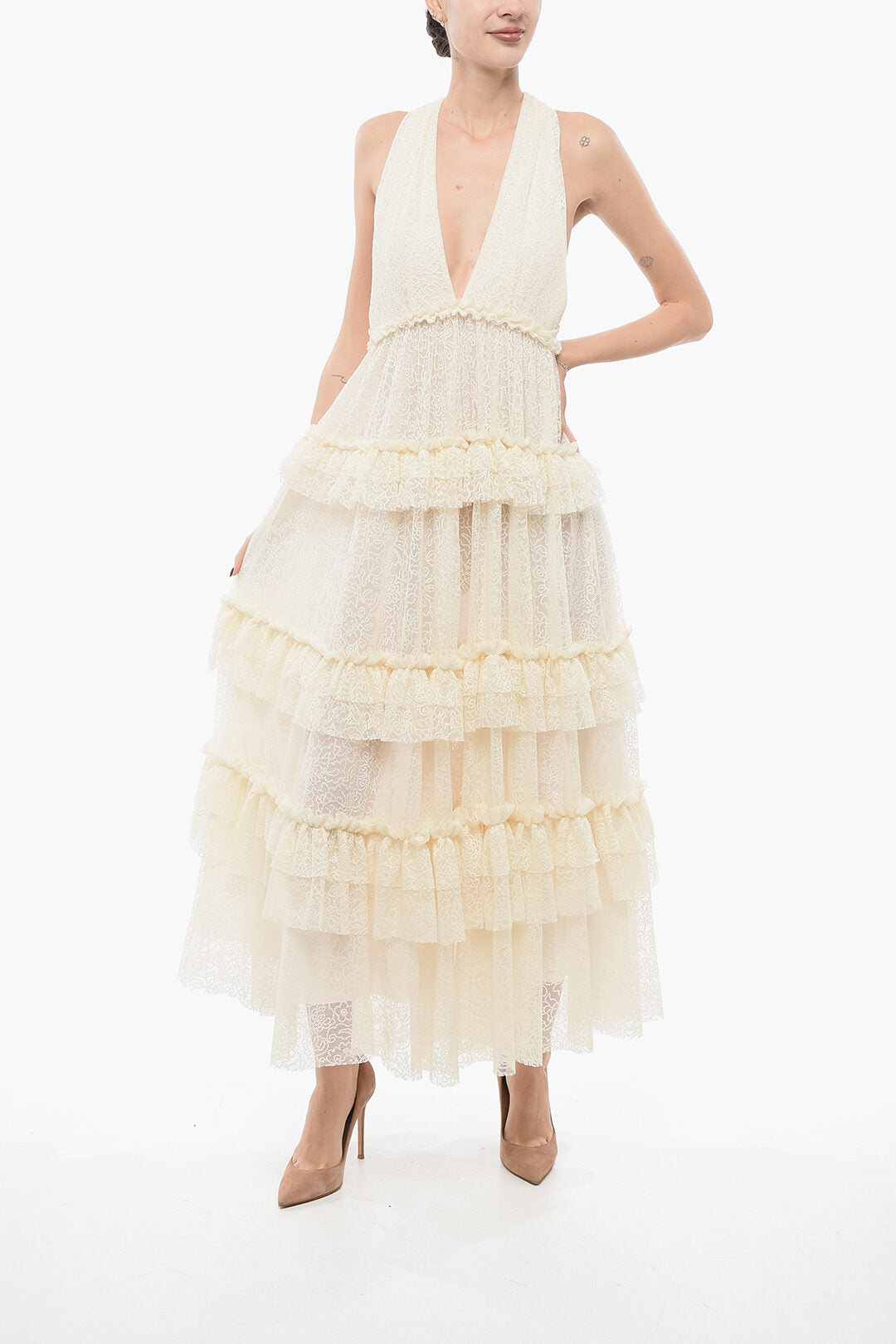 Philosophy di Lorenzo Serafini 2405~Lace Dress with Ruffles