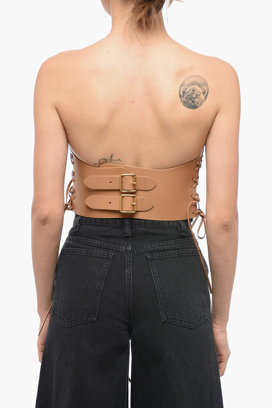 Dior 2405~Lace-up Leather Corset with Double Gold Buckle 260mm